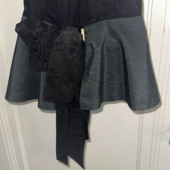 Vintage 60s Dressy Black Peplum Button Back Blouse with Bow at neck & in back - Picture 7 of 9